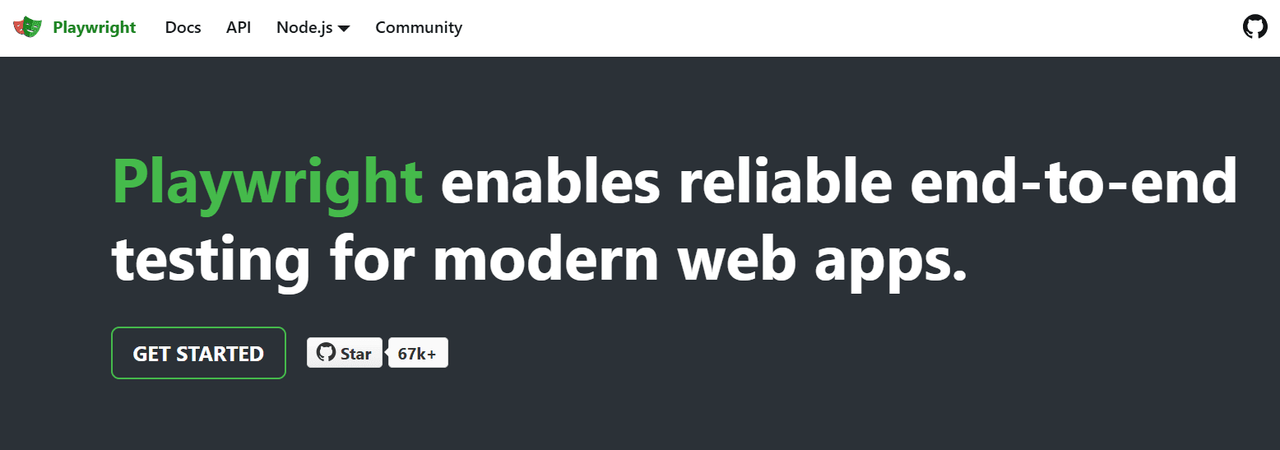 Playwright homepage: Playwright enables reliable end-to-end testing for modern web apps