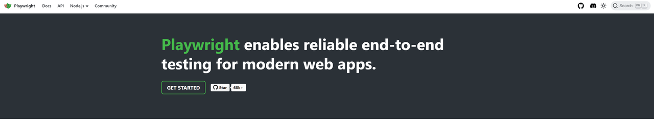 Playwright homepage: Playwright enables reliable end-to-end testing for modern web apps