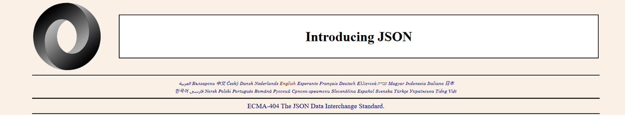 The Introducing JSON page on json.org, citing the ECMA-404 standard and its translations