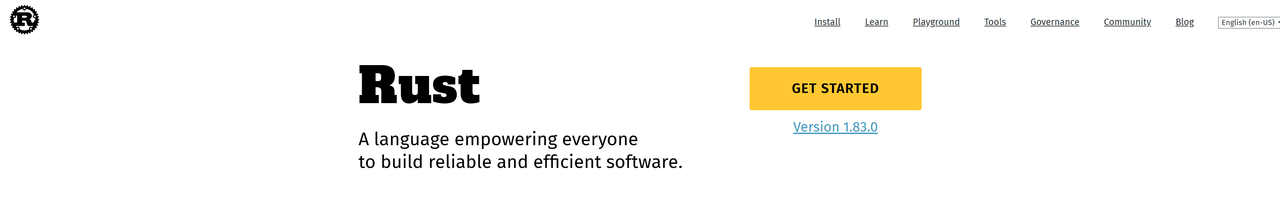 Rust homepage: a language empowering everyone to build reliable and efficient software