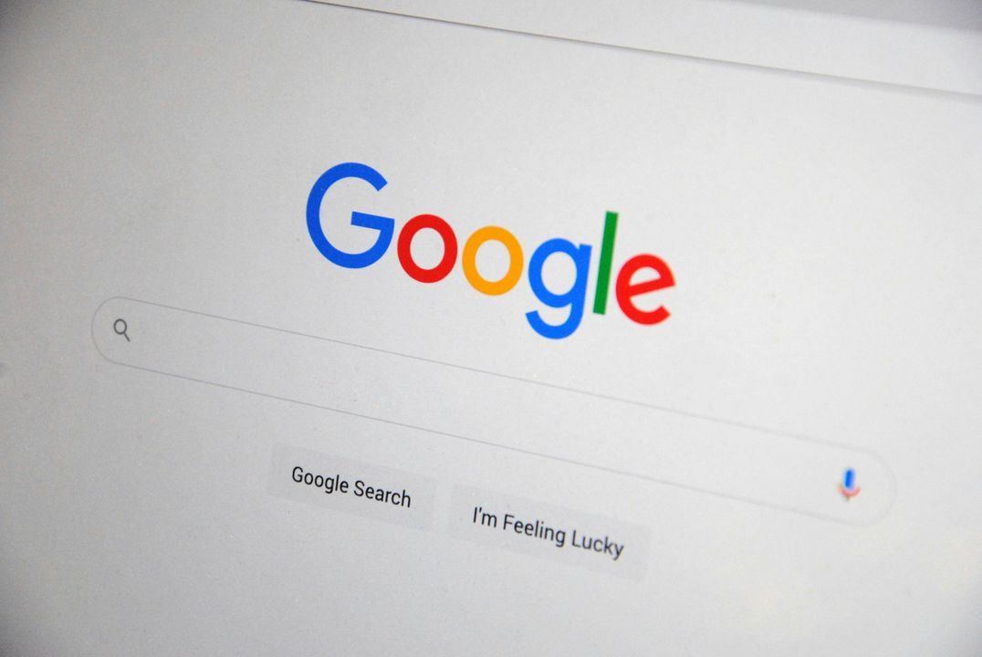 Google search homepage on a screen with the search box and buttons
